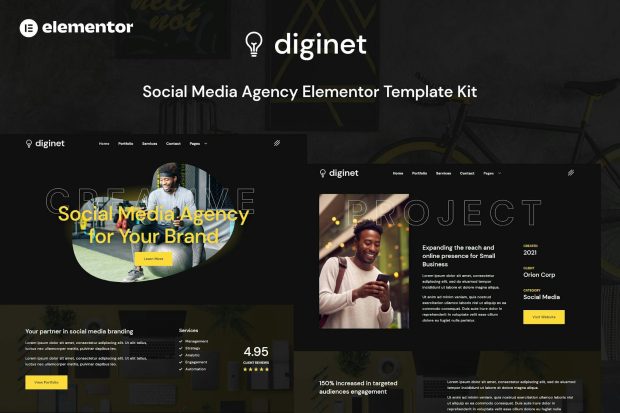 Diginet - Social Media Marketing Agency Elementor Template Kit