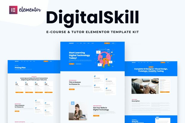 DigitalSkill - E-course & Online Tutorials Elementor Pro Template Kit