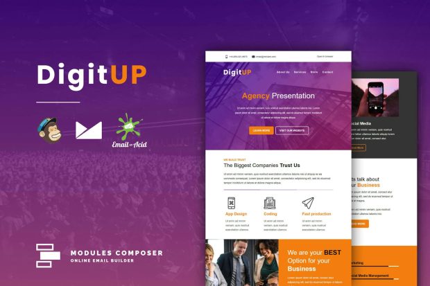 DigitUP - Responsive Email Template for Startups