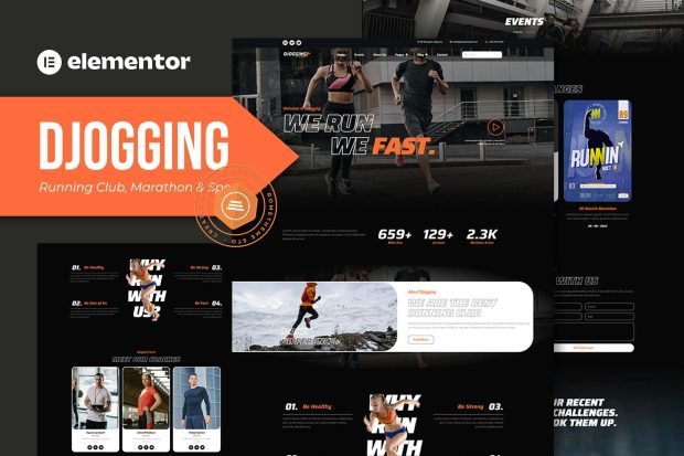 Djogging - Running Club Marathon & Sport Elementor Pro Template Kit