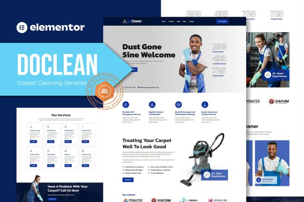 Doclean - Carpet Cleaning Services Elementor Template Kit