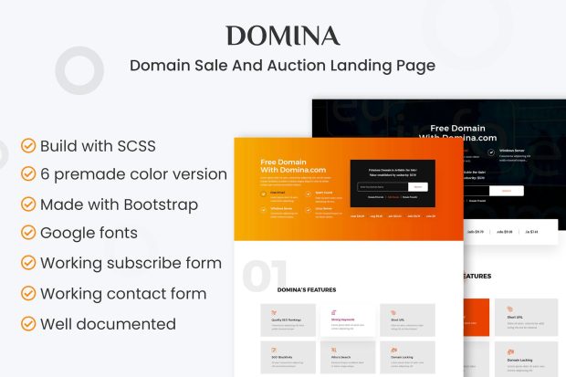 DOMINA - Domain Sale And Auction Landing Page