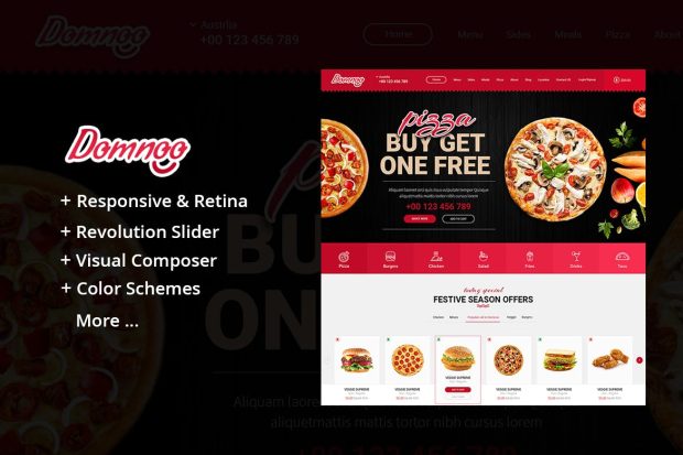 Domnoo - Pizza & Restaurant WordPress Theme 1.38