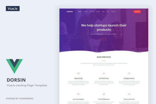 Dorsin Vue - Vue Js Landing Page Template