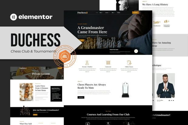 Duchess - Chess Club & Tournament Elementor Template Kit