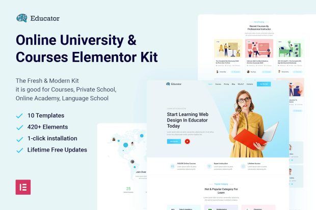 Educator - Online University & Courses Elementor Template Kit