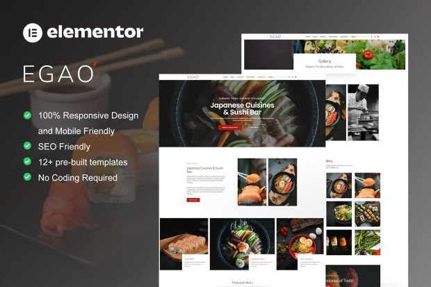 Egao - Japanese Restaurant & Sushi Bar Elementor Template Kit