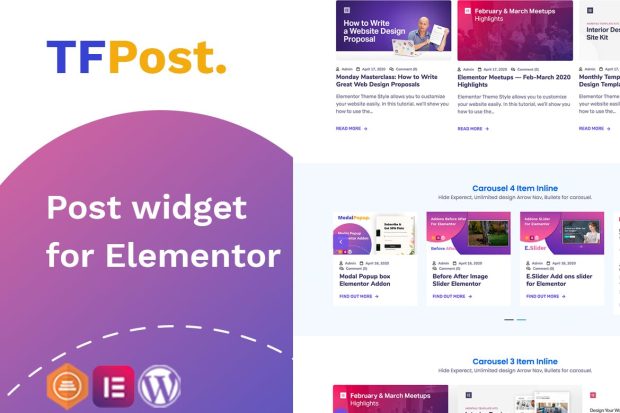 Elementor Post grid, List , Carousel Slider 1.0.3