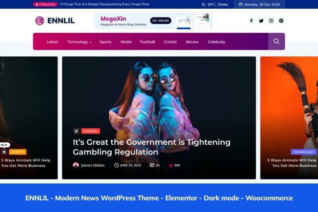 Ennlil - Modern Magazine WordPress Theme 1.0.1