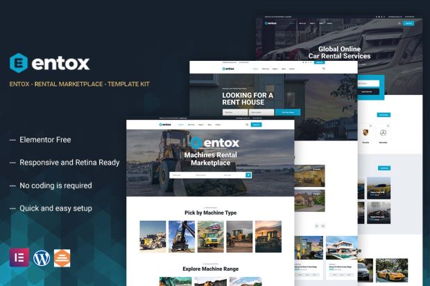 Entox - Car Rental Marketplace Elementor Template Kit