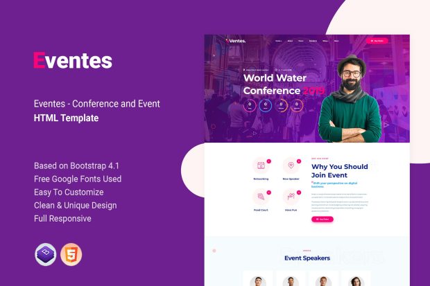 Eventes - Conference and Event HTML Template