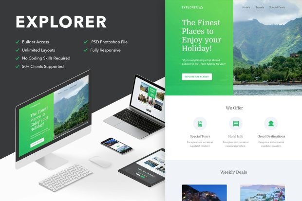 Explorer - Responsive Email + Themebuilder Access