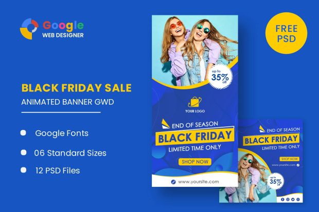 Fashion Banner Set Black Friday Sale HTML5 Banner