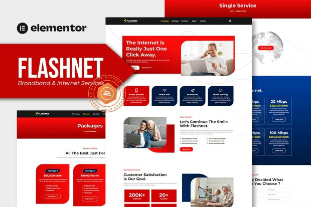 Flashnet - Broadband & Telecom Internet Provider Elementor Template kit