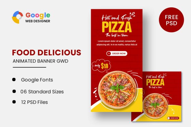 Food Pizza Animated Banner GWD