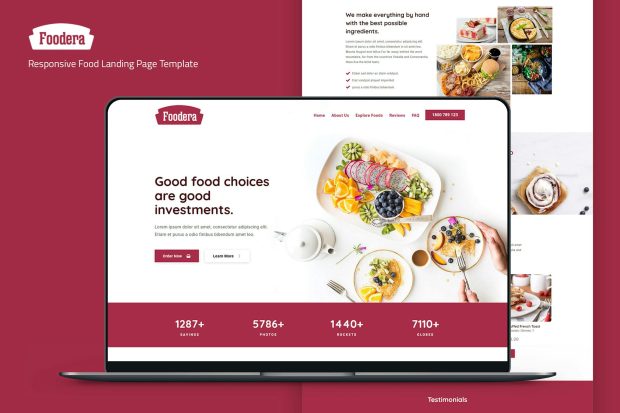 Foodera - Responsive Food Landing Page Template