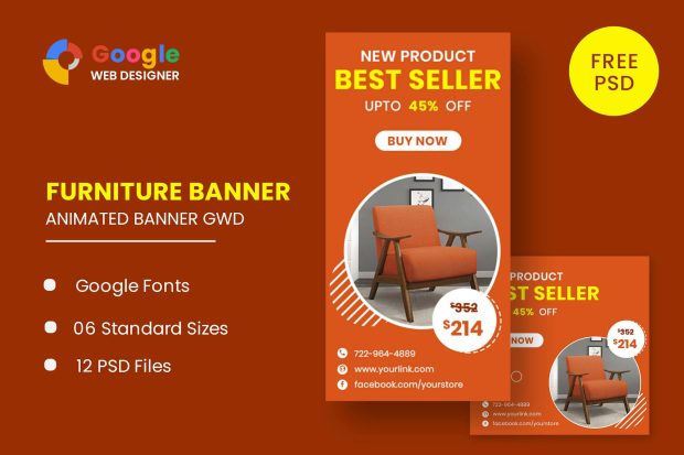 Furniture Google Adwords Sale HTML5 Banner Ads GWD