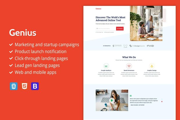 Genius - Premium HTML Landing Page Template