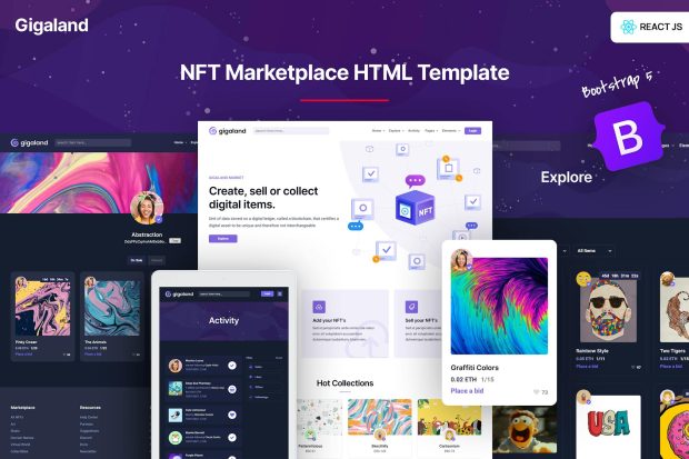 Gigaland - NFT Marketplace React Js Template