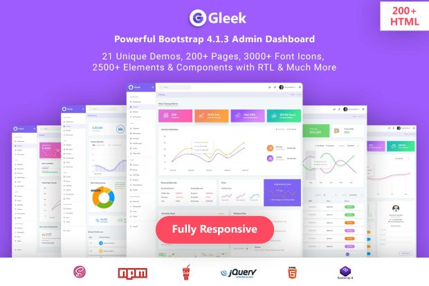 Gleek - Powerful Bootstrap4 AdminDashboard HTML