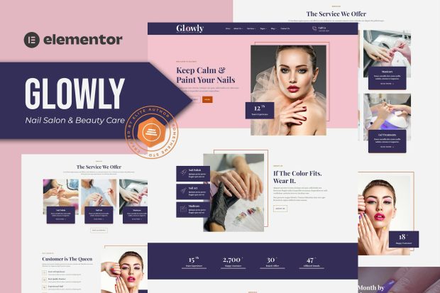 Glowly - Nail Salon & Beauty Care Elementor Template Kit