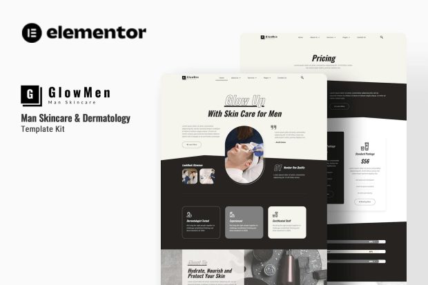 Glowmen - Men Skincare & Dermatology Elementor Template Kit