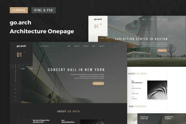 go.arch - OnePage Architecture & Interior Template