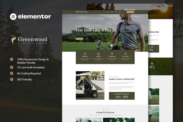 Greenwood - Golf Club & Academy Elementor Template Kit