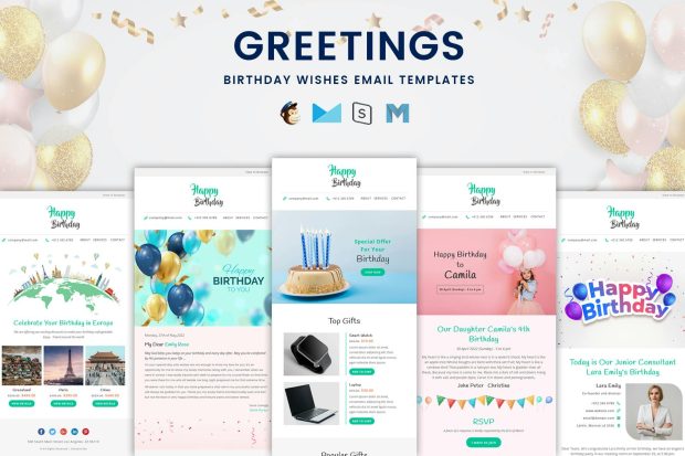 Greetings - Birthday Wishes Email Templates Bundle