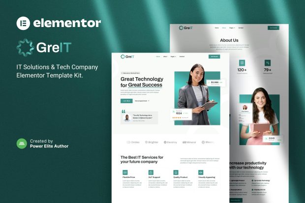 GreIT – IT Solutions & Tech Company Elementor Template Kit