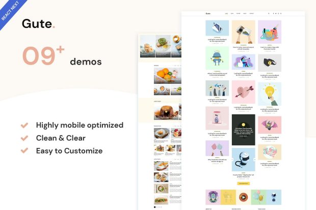 Gute - React Next Minimalist Blog Template