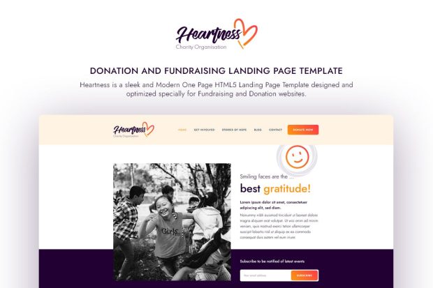 Heartness - Fundraising / Donation Landing Page