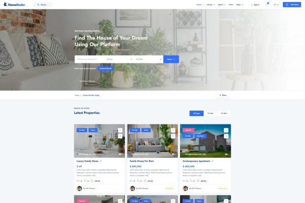 HomeRadar - Real Estate & Listing WordPress Theme 1.0.9