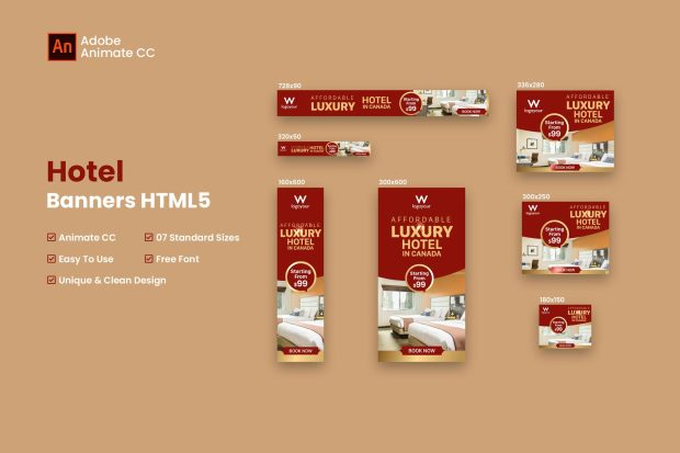 Hotel Web Banners Ad HTML5 - Animate CC