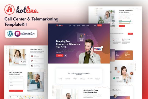 Hotline | Call Center &Telemarketing Elementor Template Kit