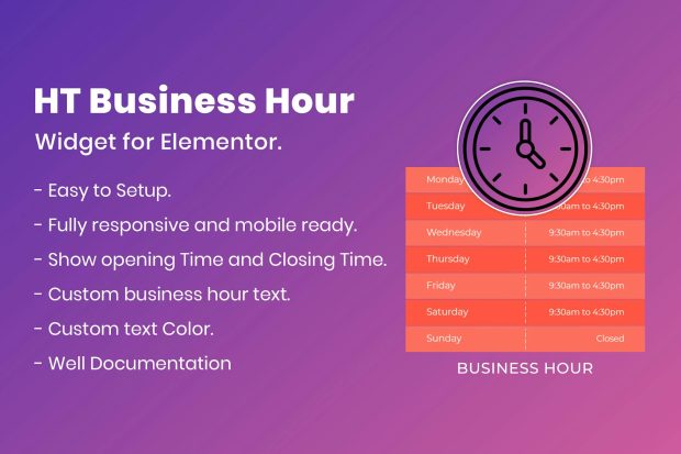 HT Business Hour Widget for Elementor 1.0.4