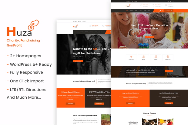 Huza - Charity/Fundraising WordPress Theme 1.20