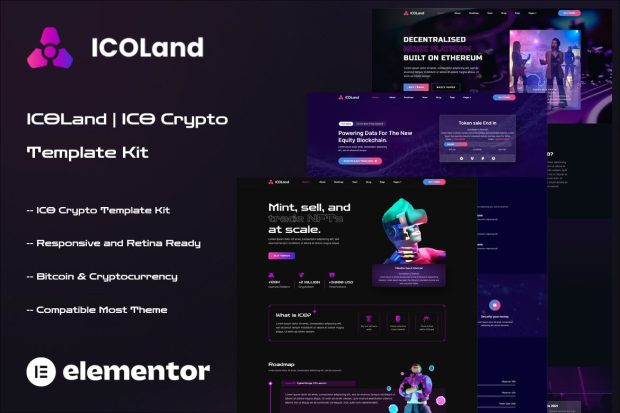 ICOLand - NFT Cryptocurrency Elementor Template Kit