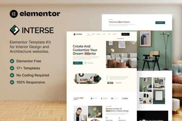 Interse – Interior Design & Architecture Elementor Template Kit