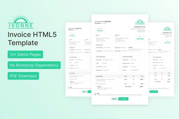 Ivonne - Invoice HTML Template