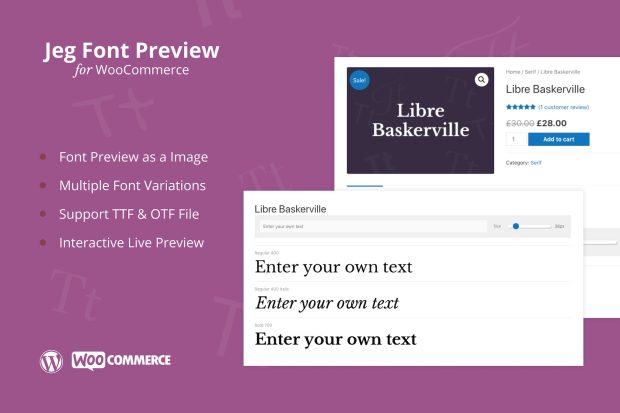 Jeg Font Preview - WooCommerce Extension Plugin 1.0.5