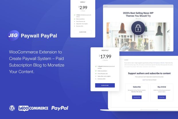 Jeg PayPal Paywall & Content Subscriptions System 1.0.2