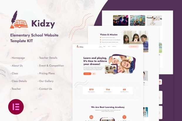 Kidzy | Elementary School Elementor Template Kit