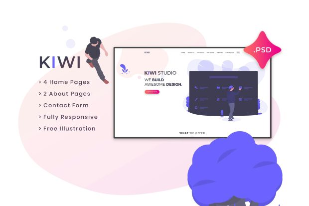 Kiwi - Creative One Page PSD Template