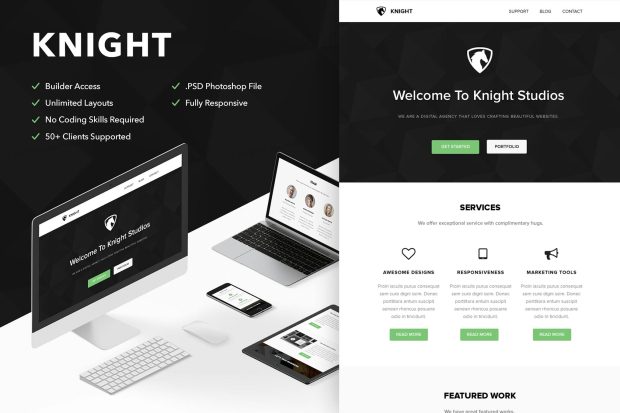 Knight - Responsive Email + Themebuilder Access