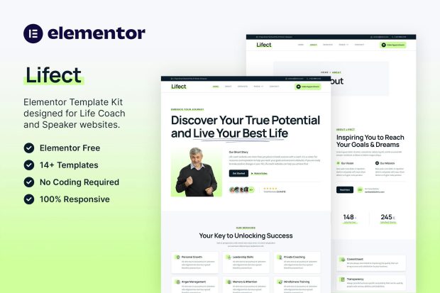 Lifect – Life Coach & Speaker Elementor Template Kit