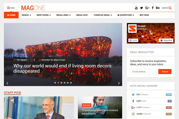 MagOne -­ Responsive Magazine & News Theme 8.4