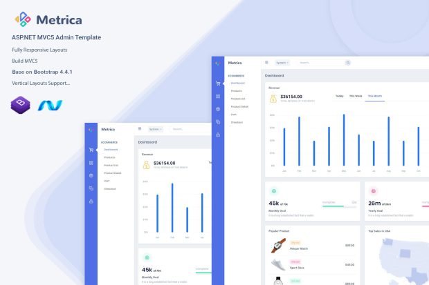 Metrica - ASP.NET MVC5 Admin & Dashboard Template