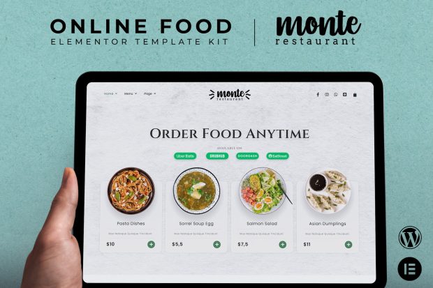 Monte - Online Food Elementor Template Kit