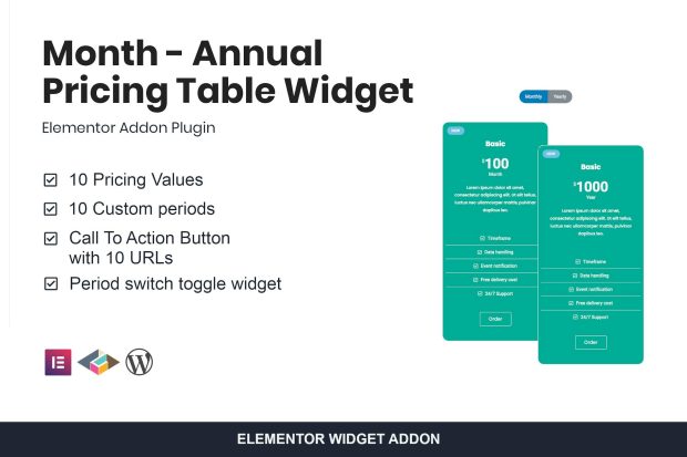 Month - Annual Pricing Table Widget For Elementor 1.2.3